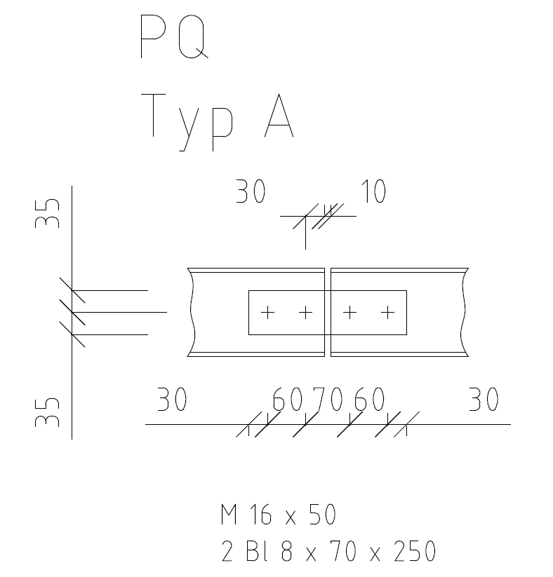 PQ19, Steglaschen für gelenkfähige Pfettenstöße, Länge: 250, Breite: 70