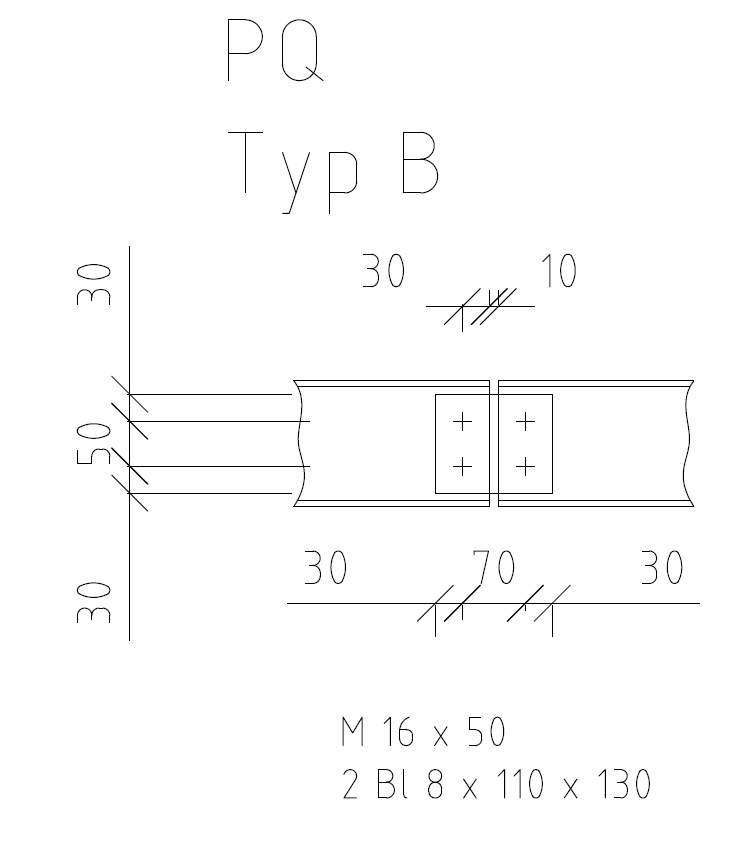 PQ32, Steglaschen für gelenkfähige Pfettenstöße, Länge: 130, Breite: 110
